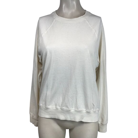 EVERLANE - WOMEN'S SMALL - OFF WHITE LONG SLEEVE CREW NECK ORGANIC COTTON TOP - Picture 1 of 8